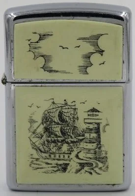 Zippo SCRIMSHAW SHIP ヴィンテージ Scrimshaw-Zippos — LighterGallery.com